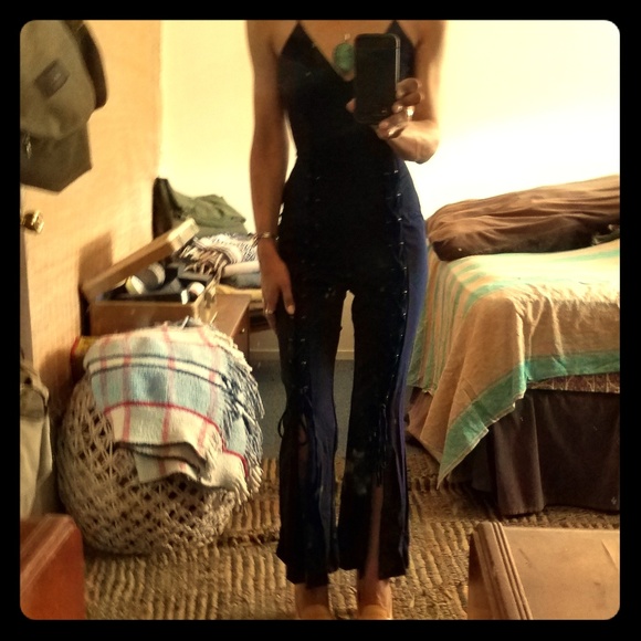 Corset Back Split Leg Navy Jumper - Picture 2 of 7